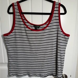 Lauren Ralph Lauren Striped Tank with Red Accents